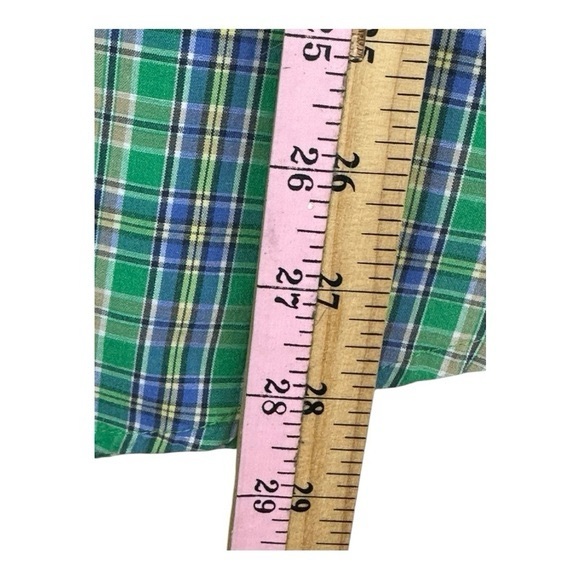 Chaps Green Plaid Short Sleeve Button Down Shirt Size M - Picture 4 of 10